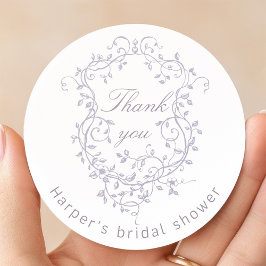 Classy French Lavender Bridal Shower Thank You Runder Aufkleber