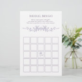 Classy French Lavender Floral Bridal Bingo Game  (Stehend Vorderseite)