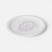Classy French Lavender Floral Crest Bridal Shower Pappteller (Schrägansicht)