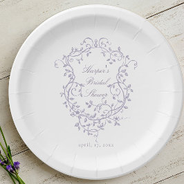 Classy French Lavender Floral Crest Bridal Shower Pappteller