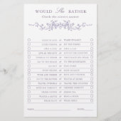 Classy French Lavender 'Would She Rather' Game  (Vorderseite)