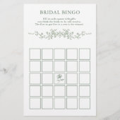 Classy French Sage Green Floral Bridal Bingo Spiel (Vorderseite)