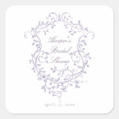 Classy French Victorian Lavender Bridal Shower Quadratischer Aufkleber (Vorderseite)