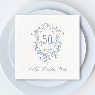 Classy French Viktorianisch Blue 50. Geburtstagspa Serviette