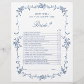 Classy French Viktorianisch Blue Brautparty Game (Vorderseite)