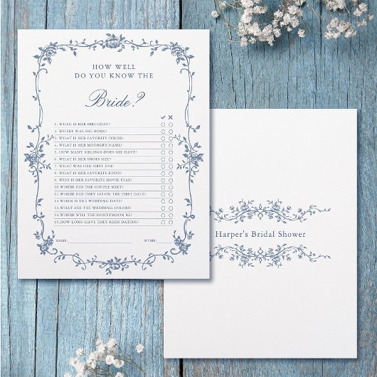 Classy French Viktorianisch Blue Brautparty Game