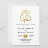 Classy Fuax Gold Foil Ganesha/Indischer Gott Hochz Einladung (Vorderseite)