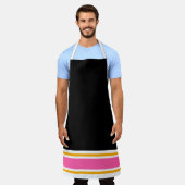 Classy Fun Black Pink Yellow White Racing Streifen Schürze (Getragen)