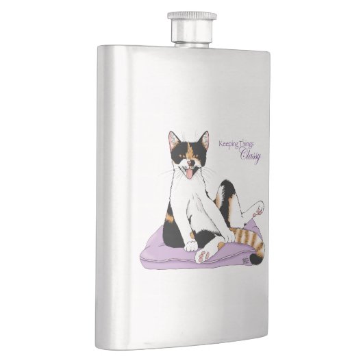 Classy Funny Calico Lila Flachmann (Rechts)