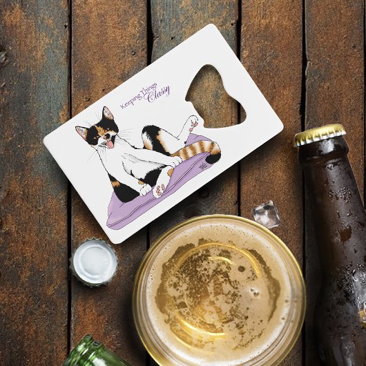 Classy Funny Calico Lila Geldkarten Flaschenöffner