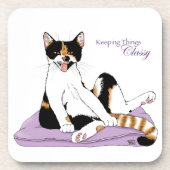 Classy Funny Calico Lila Getränkeuntersetzer (Vorderseite)