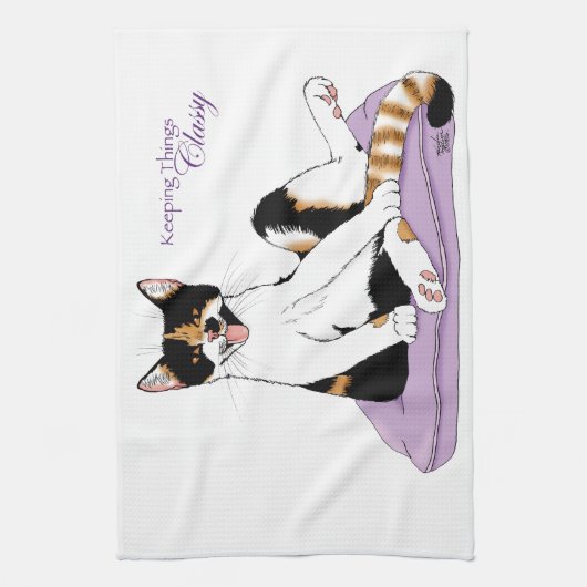 Classy Funny Calico Lila Handtuch (Vertikal)