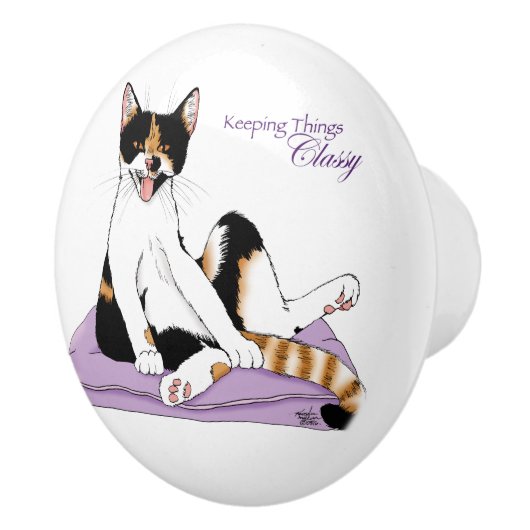 Classy Funny Calico Lila Keramikknauf (Rechts)