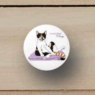 Classy Funny Calico Lila Keramikknauf