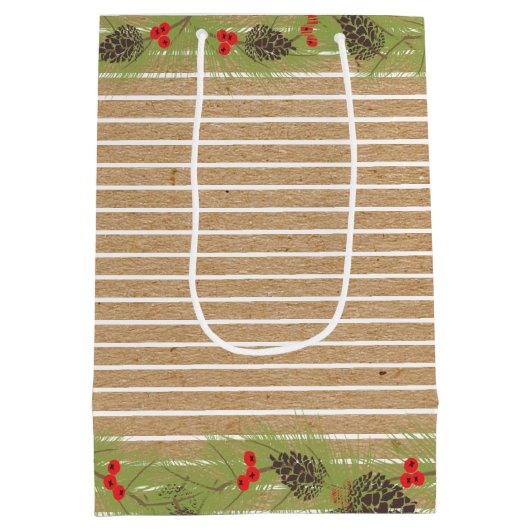 Classy Garland Wreath auf Imitate Brown Kraft Mittlere Geschenktüte (Rückseite)