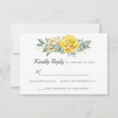 Classy gelbe Blumen grün Sommer Hochzeit RSVP (Vorderseite)