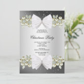 Classy Gemes & Bow Black Christmas Einladung (Stehend Vorderseite)