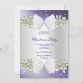 Classy Gems & Bow Blue Christmas Einladung (Vorderseite)
