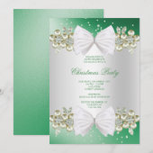 Classy Gems & Bow Green Christmas Einladung (Vorne/Hinten)