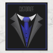 Classy Gentleman Blue Krawatte 2 Weinetikett (Einzelnes Label)