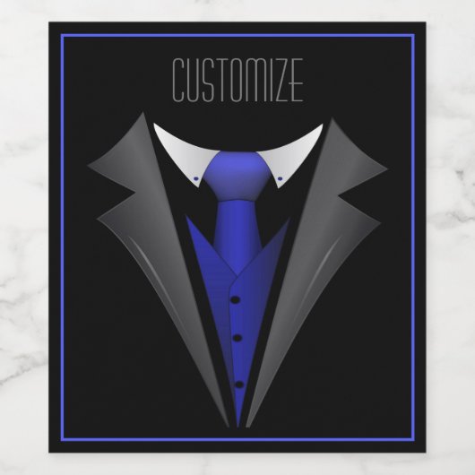 Classy Gentleman Blue Krawatte 2 Weinetikett (Einzelnes Label)