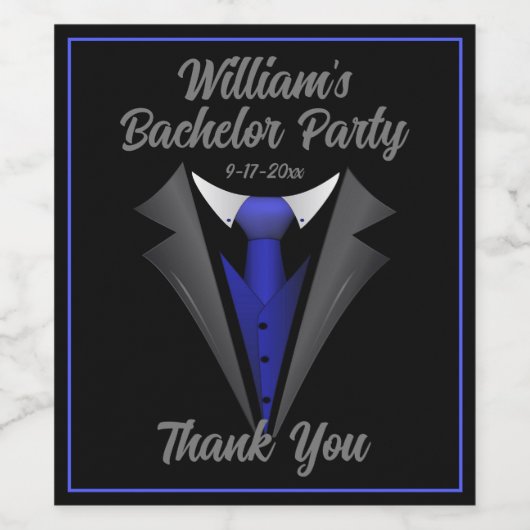 Classy Gentleman Blue Krawatte Weinetikett (Einzelnes Label)