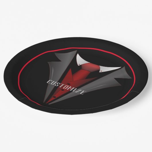 Classy Gentleman Red Krawatte 2 Pappteller (Schrägansicht)