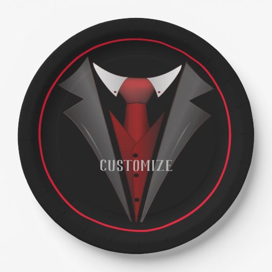 Classy Gentleman Red Krawatte 2 Pappteller (Vorderseite)