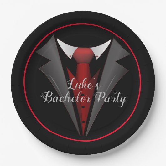 Classy Gentleman Red Krawatte Pappteller (Vorderseite)