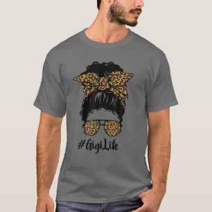Classy Gigi Life Messy Hair Bun Leopard Women Moth T-Shirt