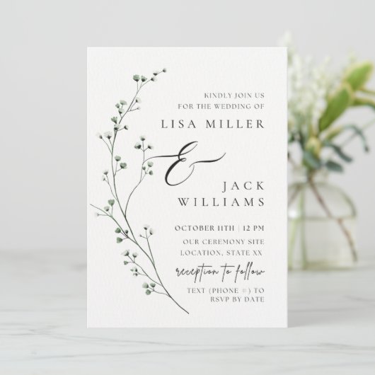 Classy Gipskraut Einladung (Stehend Vorderseite)