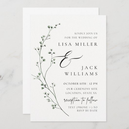 Classy Gipskraut Einladung (Vorne/Hinten)