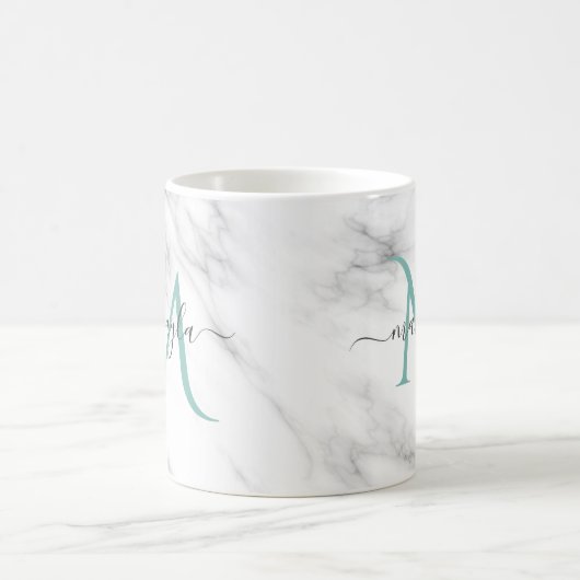 Classy Girly Marble Script Name Monogram Kaffeetasse (Mittel)