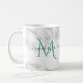Classy Girly Marble Script Name Monogram Kaffeetasse (Links)
