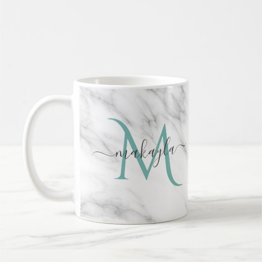 Classy Girly Marble Script Name Monogram Kaffeetasse (Links)