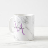 Classy Girly Marble Script Name Monogram Kaffeetasse (Vorderseite Links)