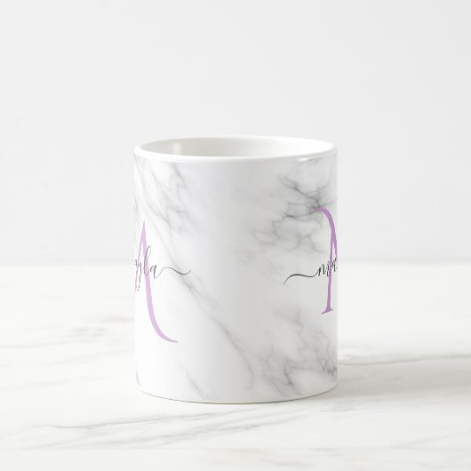Classy Girly Marble Script Name Monogram Kaffeetasse (Mittel)