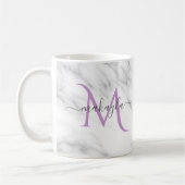 Classy Girly Marble Script Name Monogram Kaffeetasse (Links)