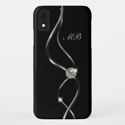 Classy Glitzy Bling Ladys Monogramm Case-Mate iPhone Hülle (Rückseite)