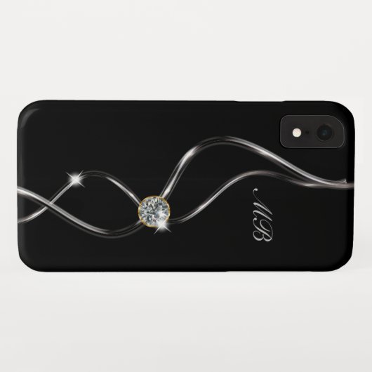 Classy Glitzy Bling Ladys Monogramm Case-Mate iPhone Hülle (Rückseite (Horizontal))