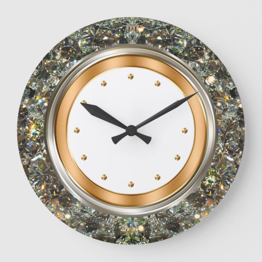 Classy Glitzy Bling Style Wall Große Wanduhr (Vorderseite)
