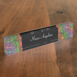 Classy Glitzy Glam Ladys Monogram Desk Namplate Namensplakette