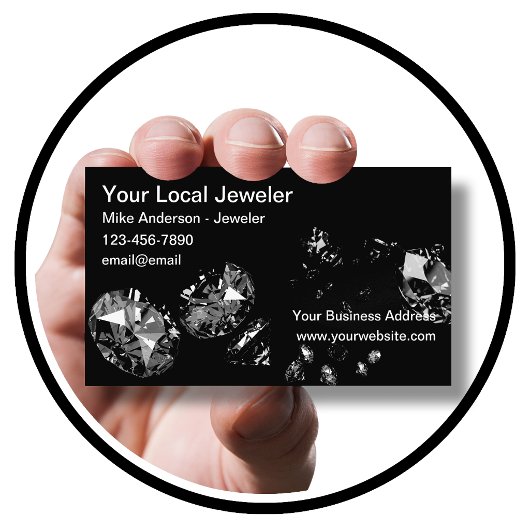 Classy Glitzy Jeweler Diamonds Theme Visitenkarte