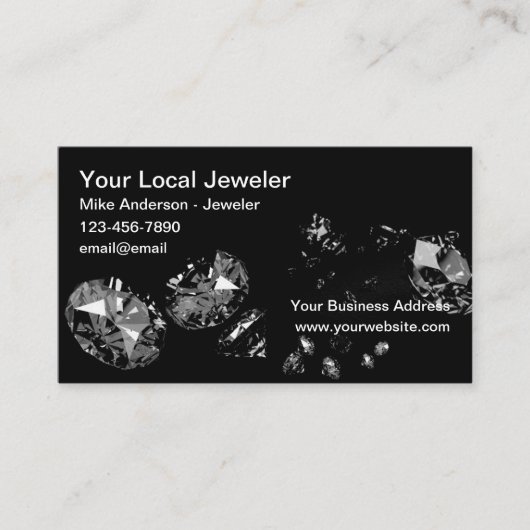 Classy Glitzy Jeweler Diamonds Theme Visitenkarte (Vorderseite)