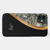 Classy Glitzy Ladys Bling Monogramm Case-Mate iPhone Hülle (Rückseite (Horizontal))