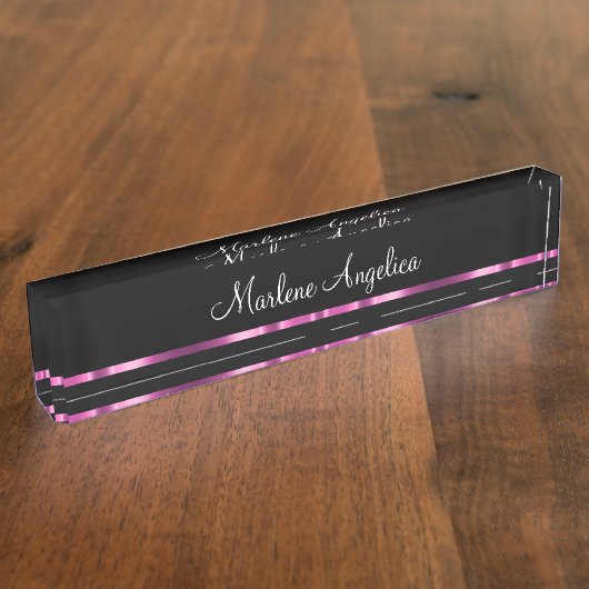 Classy Glitzy Ladys Monogram Desk Namplate Namensplakette (Seite)