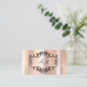 Classy Glitzy Pink Shiny Monogram Business Cards Visitenkarte (Stehend Vorderseite)