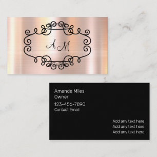 Classy Glitzy Pink Shiny Monogram Business Cards Visitenkarte