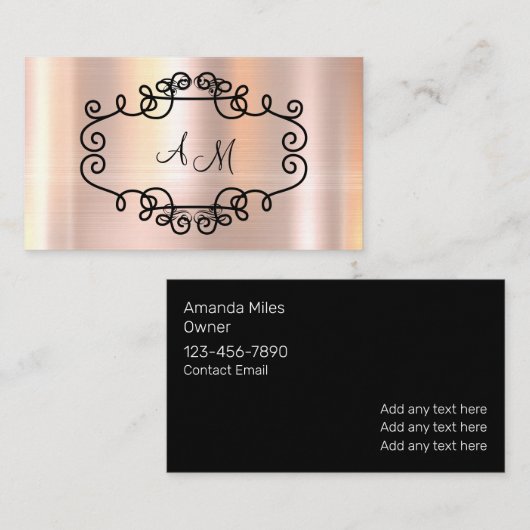 Classy Glitzy Pink Shiny Monogram Business Cards Visitenkarte (Vorne/Hinten)