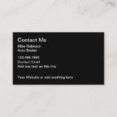 Classy Glossy Exotic Auto Broker Visitenkarte (Rückseite)